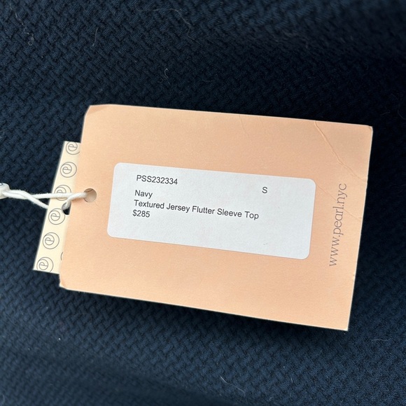 NWT Pearl by Lela Rose Textured Jersey Flutter Sleeve Navy Top Size Small - Picture 5 of 7